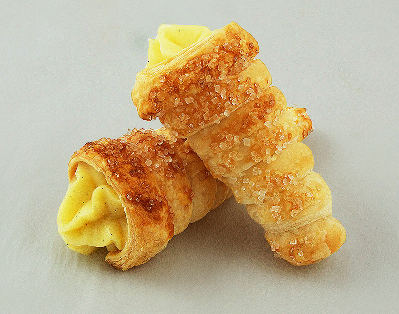 Cannoncini all Crema Pasticcera A photo of 2 Cannoncini alla Crema Pasticcera, Italian Pastries.