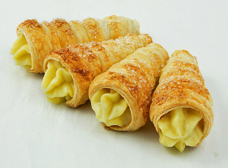 Custard Horns A photo of 4 Italian pastries, Custard Horns.