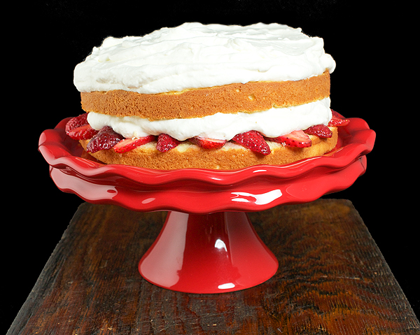 Strawberry and Cream Cake A photo of Strawberry Shortcake.