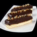 Salt Caramel A photo of Salt Caramel dessert, Chocolate Caramel Cookie Bars displayed on a white dish.