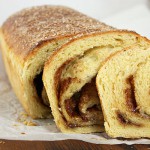 A close up photo of the interior of Brioche Cinnamon Bread.